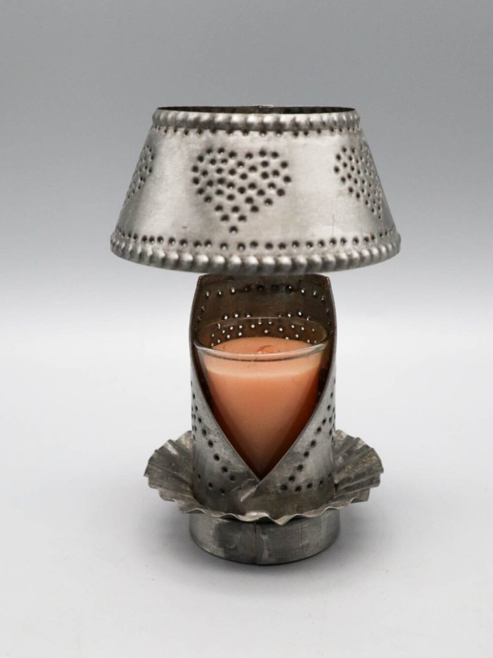 Irvin's Tinware Punched Tin Votive Candle Holder Lamp Primitive Rustic Farmhouse